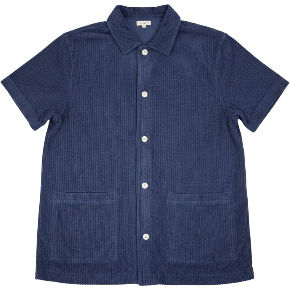 J.Crew Oarsmen Mens Navy Blue Terry Cloth Knit Short Sleeve Shirt Medium‎ NEW
